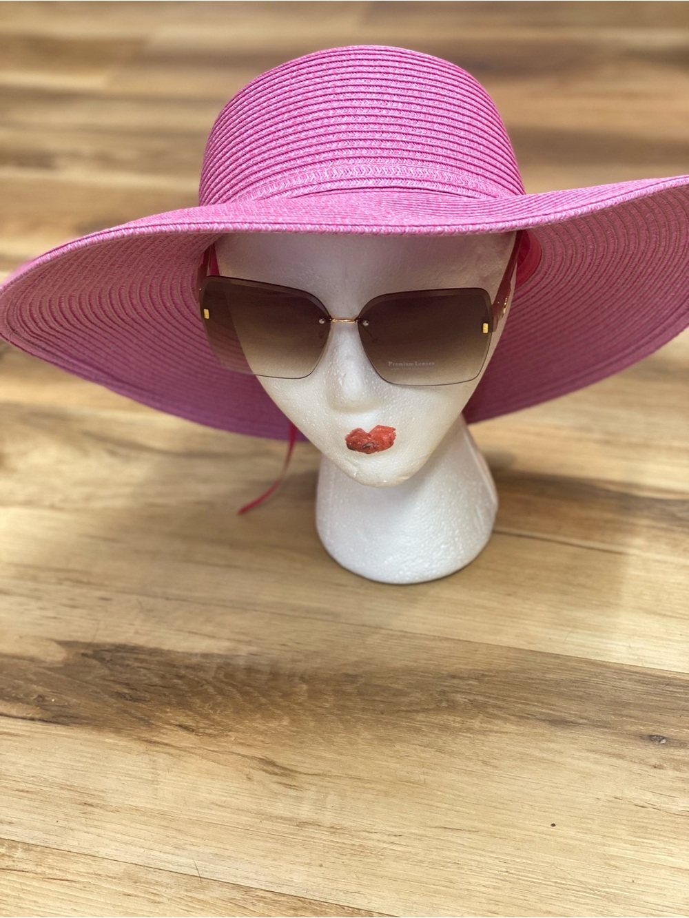 Wide Brim Sun Hat in Pink - Women's Beach Hat